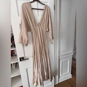 Free People Beige Eliza Maxi Dress